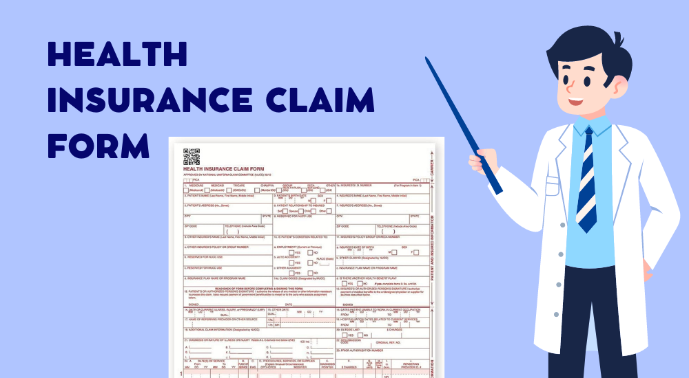 The blank copy of the CMS-1500 claim form and the image of the doctor
